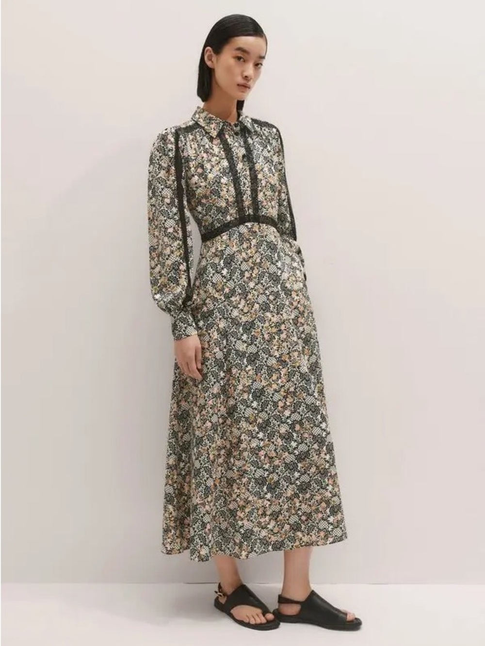ME+EM Silk Lace Maxi Shirt Dress (130)
